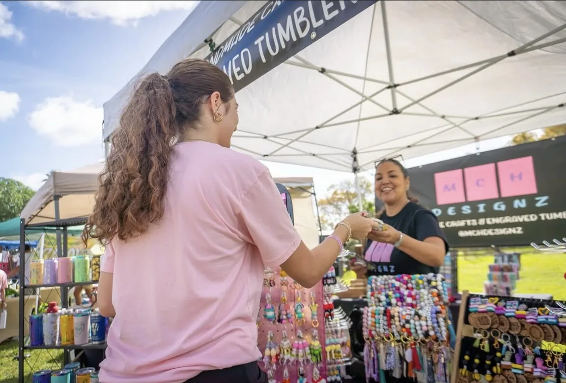 A community market event with local vendors in Miami